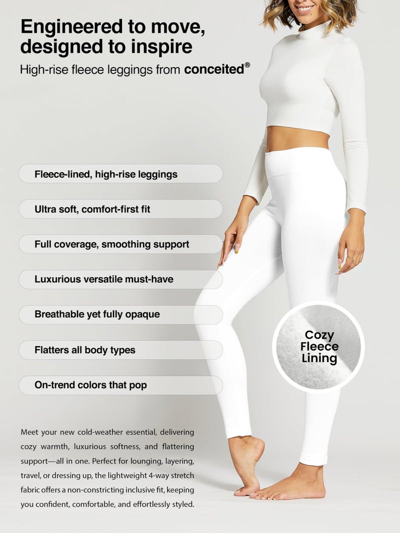 Conceited Fleece Lined Leggings Women - Warm - Winter - Women's Tights - Available in Plus Size - Wine - Large - X-Large - Image 2